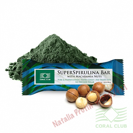 «СуперСпирулина Бар с орехом макадамии - SuperSpirulina Bar with Macadamia Nuts»